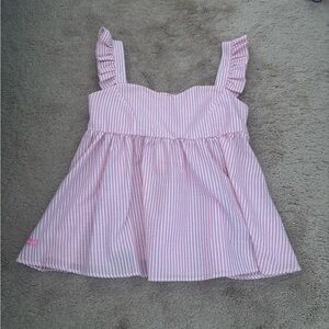 NWT Women’s Simply Southern Searsucker Pink Striped Top Shirt Size Small